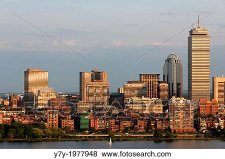 Skyline of Boston Back Bay with the landmark Prudential Center. View Large Photo Image Stock Photo - Skyline of Boston Back Bay with the landmark Prudential Center.. Fotosearch