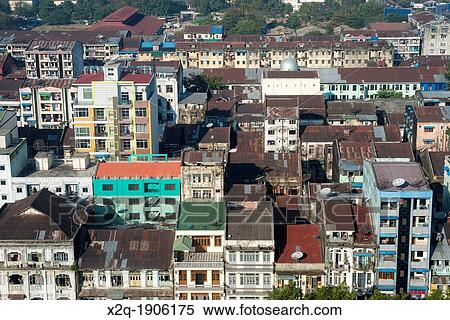 Skyline of central Yangon city with old and new buildings Rangoon Myanmar Burma View Large Photo Image Stock Photography - Skyline of central Yangon city with old and new buildings Rangoon Myanmar Burma. Fotosearch