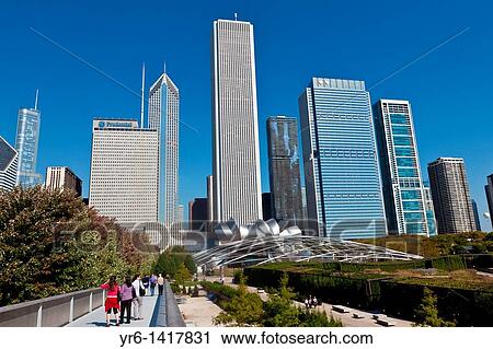 Stock Image - Skyline of Chicago from Millennium Park in Chicago, IL, USA. Fotosearch