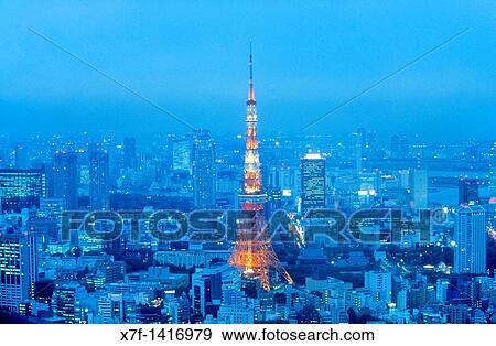 skyline of Tokyo In the center tokyo tower Tokyo city, Japan, Asia View Large Photo Image Stock Photo - skyline of Tokyo In the center tokyo tower Tokyo city, Japan, Asia. Fotosearch