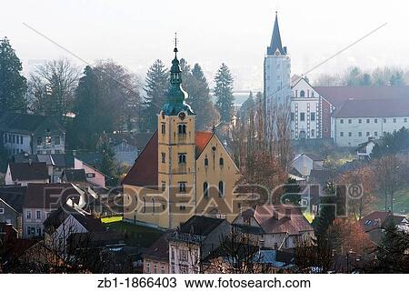 Stock Image - Skyscape Samobor, touristic city in central Croatia, Europe. Fotosearch