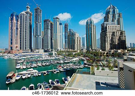 Skyscrapers and Marina in Dubai Marina area, Dubai City, Dubai, United Arab Emirates, Middle East. View Large Photo Image Stock Image - Skyscrapers and Marina in Dubai Marina area, Dubai City, Dubai, United Arab Emirates, Middle East.. Fotosearch