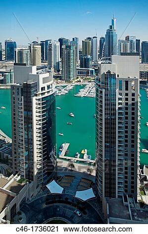 Skyscrapers and Marina in Dubai Marina area, Dubai City, Dubai, United Arab Emirates, Middle East. View Large Photo Image Stock Image - Skyscrapers and Marina in Dubai Marina area, Dubai City, Dubai, United Arab Emirates, Middle East.. Fotosearch