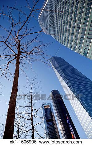 Skyscrapers in the Paseo de la Castellana in Madrid, called The 4 Towers View Large Photo Image Stock Photograph - Skyscrapers in the Paseo de la Castellana in Madrid, called The 4 Towers. Fotosearch