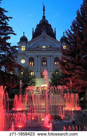 Stock Image - Slovakia, Kosice, State Theatre, Musical Fountain,. Fotosearch