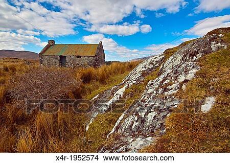 Small derelict cottage, probably originating from famine times, but now used as an animal shelter, near Maam Cross, County Galway, Ireland. View Large Photo Image Picture - Small derelict cottage, probably originating from famine times, but now used as an animal shelter, near Maam Cross, County Galway, Ireland.. Fotosearch
