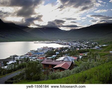 Picture - Small fishing village, Eskifjordur, Iceland. Fotosearch