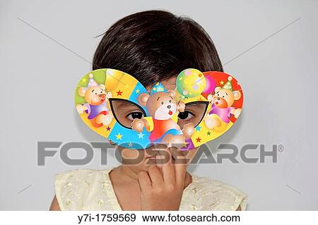 small girl with birthday mask View Large Photo Image Stock Photo - small girl with birthday mask. Fotosearch