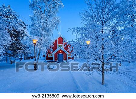Small Wooden Church in Jukkasjarvi. Sweden. Cold winter with temperatures as low as -47 celsius. Lapland, Sweden. View Large Photo Image Stock Photo - Small Wooden Church in Jukkasjarvi. Sweden. Cold winter with temperatures as low as -47 celsius. Lapland, Sweden.. Fotosearch