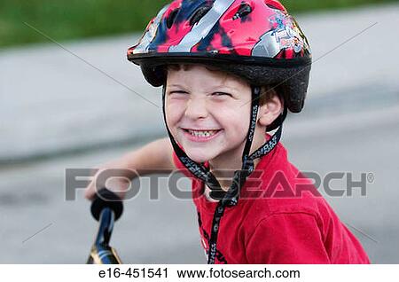 Smiling boy with bike helmet View Large Photo Image Stock Image - Smiling boy with bike helmet. Fotosearch