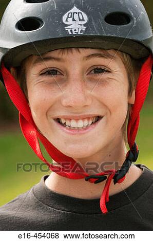 Smiling boy with bike helmet View Large Photo Image Stock Photo - Smiling boy with bike helmet. Fotosearch
