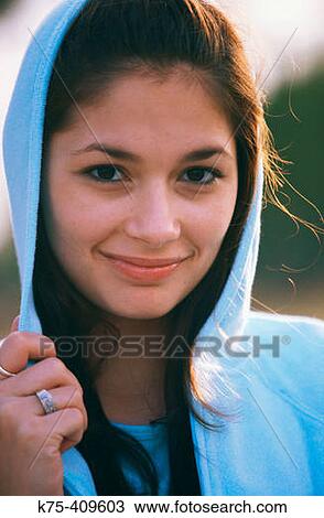Smiling teen with hood up View Large Photo Image Stock Image - Smiling teen with hood up. Fotosearch