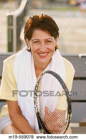 smiling woman tennis player View Large Photo Image Stock Photo - smiling woman tennis player. Fotosearch