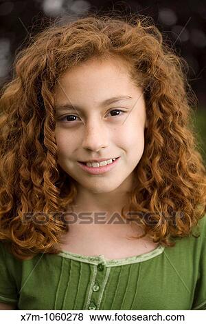 Smiling Young Red Headed Girl Mixed Race Mexican And Caucasian