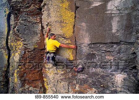 Stock Image - Smith Rock State Park Rock climbers Aldo Brando. Fotosearch