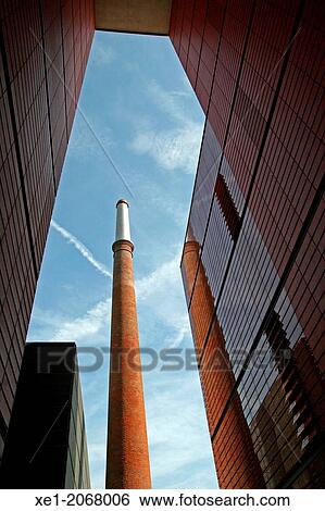 Smokestack, Ca l? Aranyo, building Roc Boronat, 2009, arch. Josep Benedito and Ramon Valls, Campus UPF, Barcelona, Catalonia, Spain View Large Photo Image Stock Photograph - Smokestack, Ca l? Aranyo, building Roc Boronat, 2009, arch. Josep Benedito and Ramon Valls, Campus UPF, Barcelona, Catalonia, Spain. Fotosearch