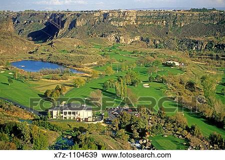 Stock Photo - Snake River Canyon, Blue Lakes Country Club and golf course in The Snake River Canyon near the city of Twin Falls, Idaho. Fotosearch