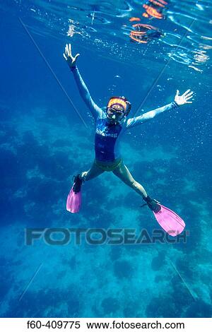 Snorkeller enjoys life at Apo island Marine Reserve, Philippines View Large Photo Image Stock Photography - Snorkeller enjoys life at Apo island Marine Reserve, Philippines. Fotosearch
