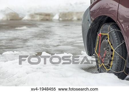 Snow chains detail in Pyrenees snowed road. View Large Photo Image Stock Photography - Snow chains detail in Pyrenees snowed road.. Fotosearch