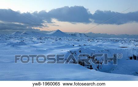 Stock Photography - Snow covered lava, Grindavik, Iceland.. Fotosearch