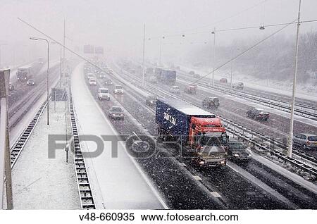 Snow in the winter, snowfall on A12 highway, Utrecht. Netherlands (February 2007) View Large Photo Image Stock Photography - Snow in the winter, snowfall on A12 highway, Utrecht. Netherlands (February 2007). Fotosearch