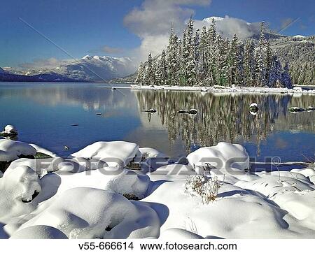 Snow on rocks on the shore of Lake Wenatchee, Lake Wenatchee State Park, Washington State, USA View Large Photo Image Picture - Snow on rocks on the shore of Lake Wenatchee, Lake Wenatchee State Park, Washington State, USA. Fotosearch