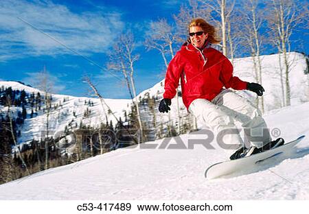 Snowboard: Casual, adult woman rider at The Canyons, Park City. Utah. USA View Large Photo Image Stock Photo - Snowboard: Casual, adult woman rider at The Canyons, Park City. Utah. USA. Fotosearch