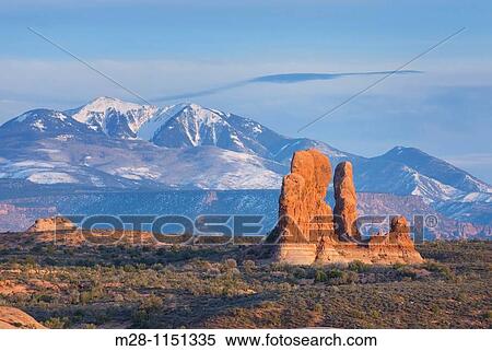 Snowcapped la Sal Mountains from Arches National Park Utah View Large Photo Image Stock Photography - Snowcapped la Sal Mountains from Arches National Park Utah. Fotosearch