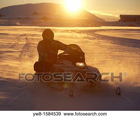 Stock Photo - Snowmobile, Northern Iceland. Fotosearch