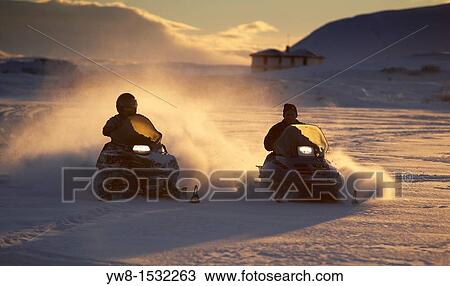 Snowmobiles, Lake Myvatn, Iceland View Large Photo Image Stock Image - Snowmobiles, Lake Myvatn, Iceland. Fotosearch