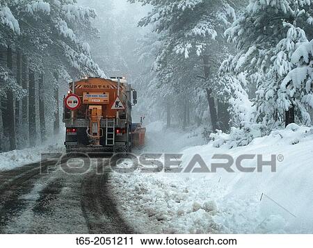 snowplow vehicle cleaning a mountain road Lugo View Large Photo Image Stock Image - snowplow vehicle cleaning a mountain road Lugo. Fotosearch
