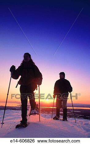 Snowshoeing. Alaska. USA View Large Photo Image Stock Photograph - Snowshoeing. Alaska. USA. Fotosearch