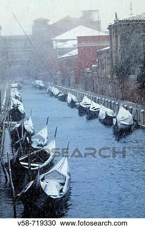 Snowstorm and gondolas. Venice. Italy View Large Photo Image Stock Image - Snowstorm and gondolas. Venice. Italy. Fotosearch