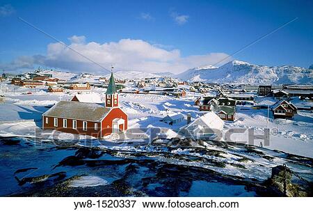 Snowy Capital, Nuuk, Greenland View Large Photo Image Stock Photo - Snowy Capital, Nuuk, Greenland. Fotosearch