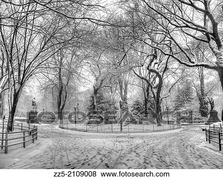 snowy image, foot prints and gated gardens. View Large Photo Image Stock Photo - snowy image, foot prints and gated gardens.. Fotosearch