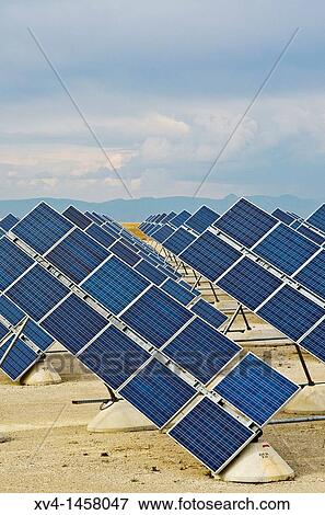 Stock Photo - Solar energy panels in Zuera, Saragossa, Aragon, Spain. Fotosearch