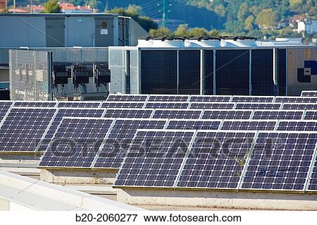 Stock Photo - Solar panels. Office building. Zuatzu Business Park. Donostia. San Sebastian. Basque Country. Spain.. Fotosearch