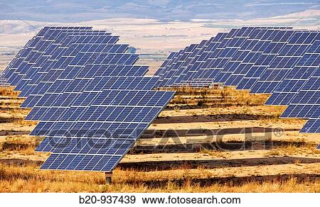 Solar panels, photovoltaics, solar power plant, Milagro, Navarre, Spain View Large Photo Image Stock Photo - Solar panels, photovoltaics, solar power plant, Milagro, Navarre, Spain. Fotosearch