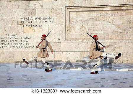 Soldiers Evzones on guard in the Monument to the Unknown Soldier and Parliament Royal Palace Syntagma Square Athens Greece View Large Photo Image Stock Photo - Soldiers Evzones on guard in the Monument to the Unknown Soldier and Parliament Royal Palace Syntagma Square Athens Greece. Fotosearch