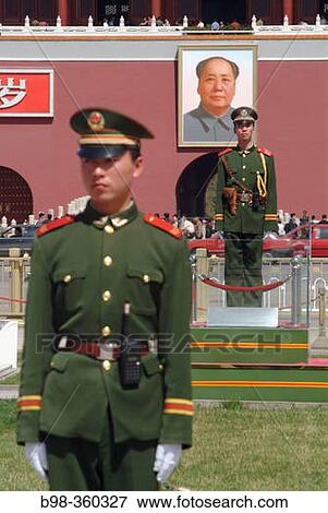 Soldiers stand guard in front of Gate of Heavenly Peace to the Forbbiden City, Tiananmen Square. Beijing. China View Large Photo Image Stock Photo - Soldiers stand guard in front of Gate of Heavenly Peace to the Forbbiden City, Tiananmen Square. Beijing. China. Fotosearch