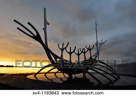 Solfarid at Saebraut Artist: Jon Gunnar Arnason Sunset at Reykjavik city Iceland View Large Photo Image Stock Image - Solfarid at Saebraut Artist: Jon Gunnar Arnason Sunset at Reykjavik city Iceland. Fotosearch