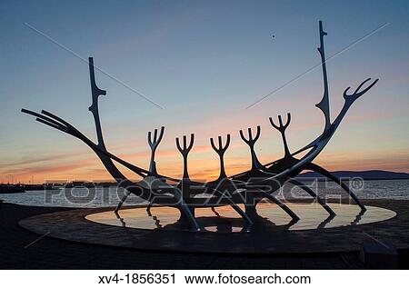 Solfarid at Saebraut, Sun Voyager sculpture in Reykjavik, Iceland View Large Photo Image Stock Image - Solfarid at Saebraut, Sun Voyager sculpture in Reykjavik, Iceland. Fotosearch