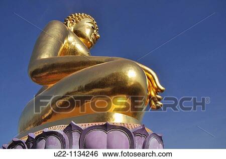Sop Ruak (Thailand): big Golden Buddha statue by the Mekong River View Large Photo Image Stock Photograph - Sop Ruak (Thailand): big Golden Buddha statue by the Mekong River. Fotosearch