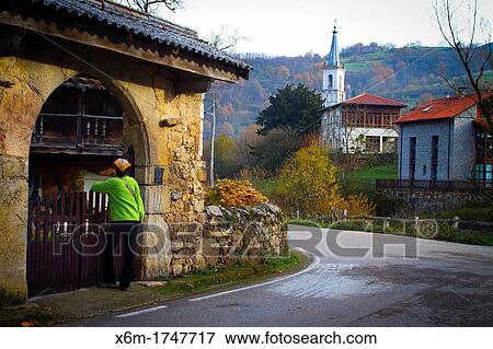 Stock Photo - Sotu de Agues village Sobrescobio Redes Natural Park Asturias, Spain. Fotosearch