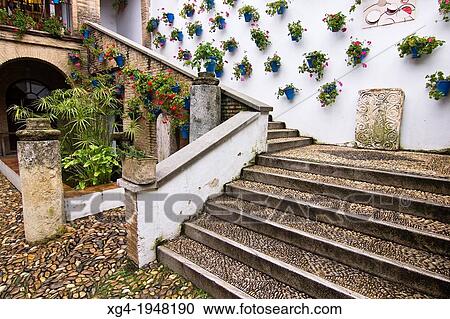 Stock Image - Souk courtyard in the Jewish Quarter - Cordoba - Andalucia - Spain - Europe.. Fotosearch