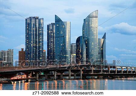 Stock Photo - South Korea, Busan, skyline, skyscrapers,.. Fotosearch