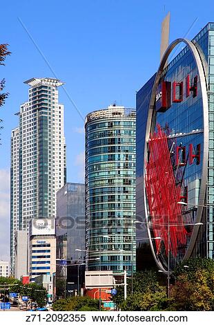 South Korea, Seoul, Gangnam, Tangent Building,. View Large Photo Image Stock Photography - South Korea, Seoul, Gangnam, Tangent Building,.. Fotosearch