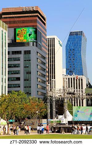 South Korea, Seoul, Seoul Plaza,. View Large Photo Image Stock Image - South Korea, Seoul, Seoul Plaza,.. Fotosearch