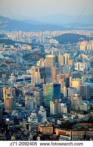 South Korea, Seoul, skyline, general, aerial, view,. View Large Photo Image Stock Photography - South Korea, Seoul, skyline, general, aerial, view,.. Fotosearch