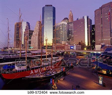 Picture - South Street seaport museum, Downtown manhattan, New York, USA. Fotosearch